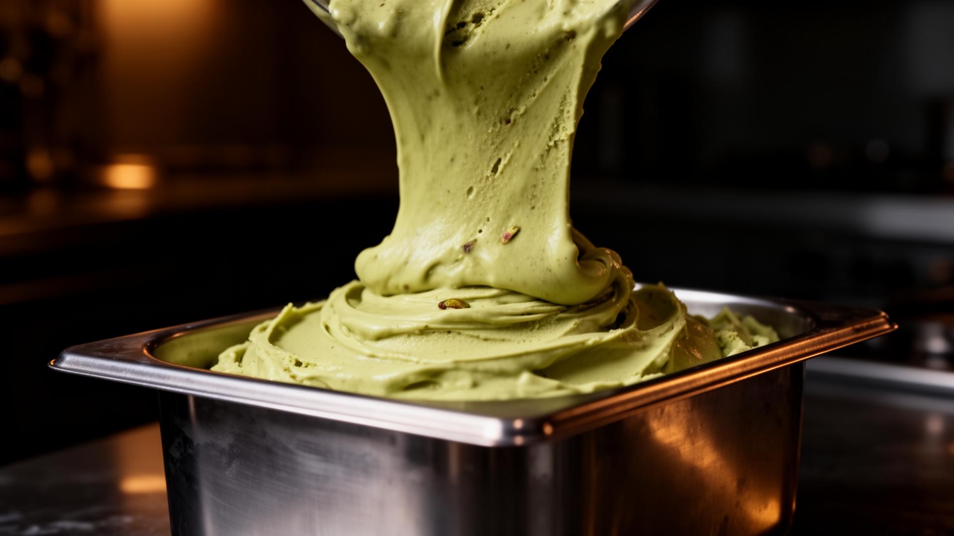 Gelato al pistacchio di Bronte appena mantecato